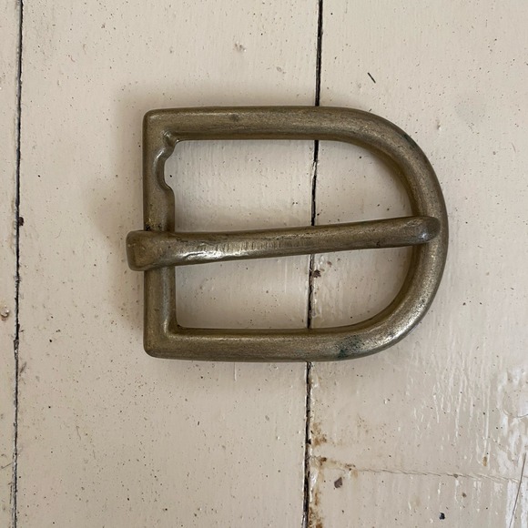 Vintage 60s 70s D Belt Buckle Brass Large Heavy Chunky